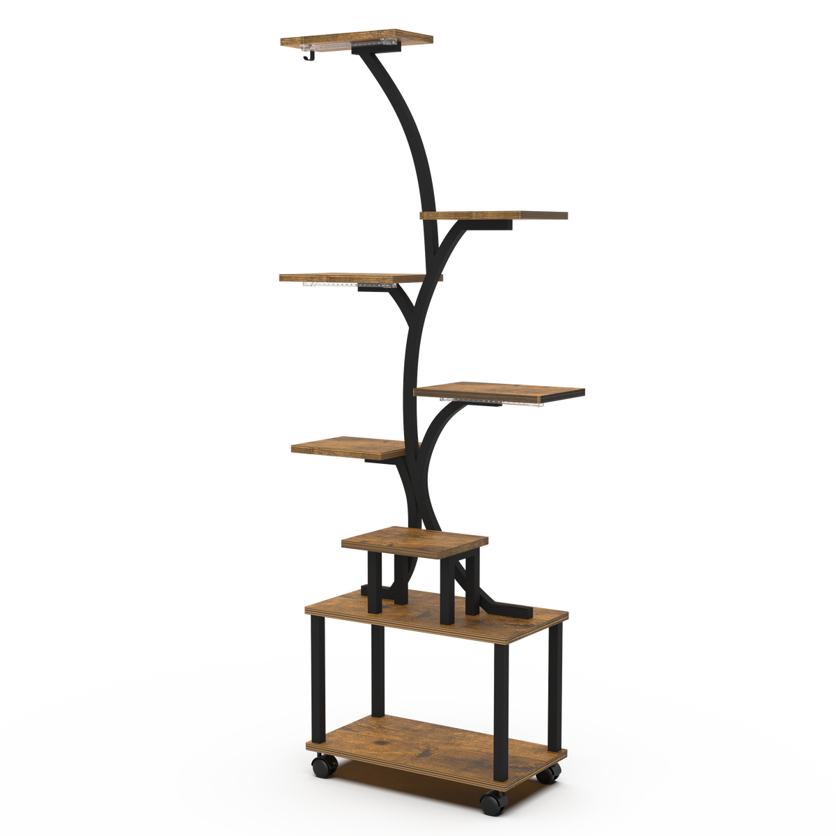 8-Tier Rolling Indoor Plant Stand with Grow Light