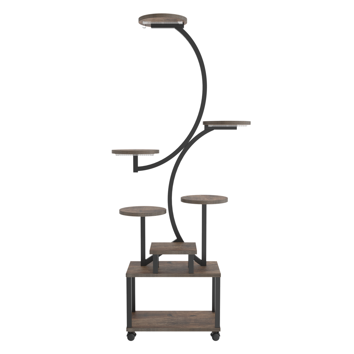 8-Tier Rolling Corner Plant Stand with Grow Light