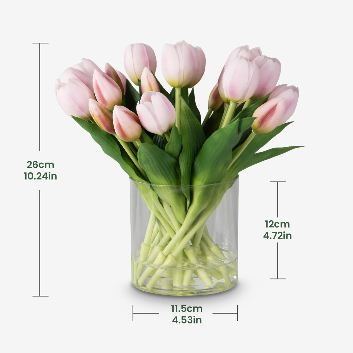 22 Stems Silk Tulip Arrangement in Vase with Faux Water