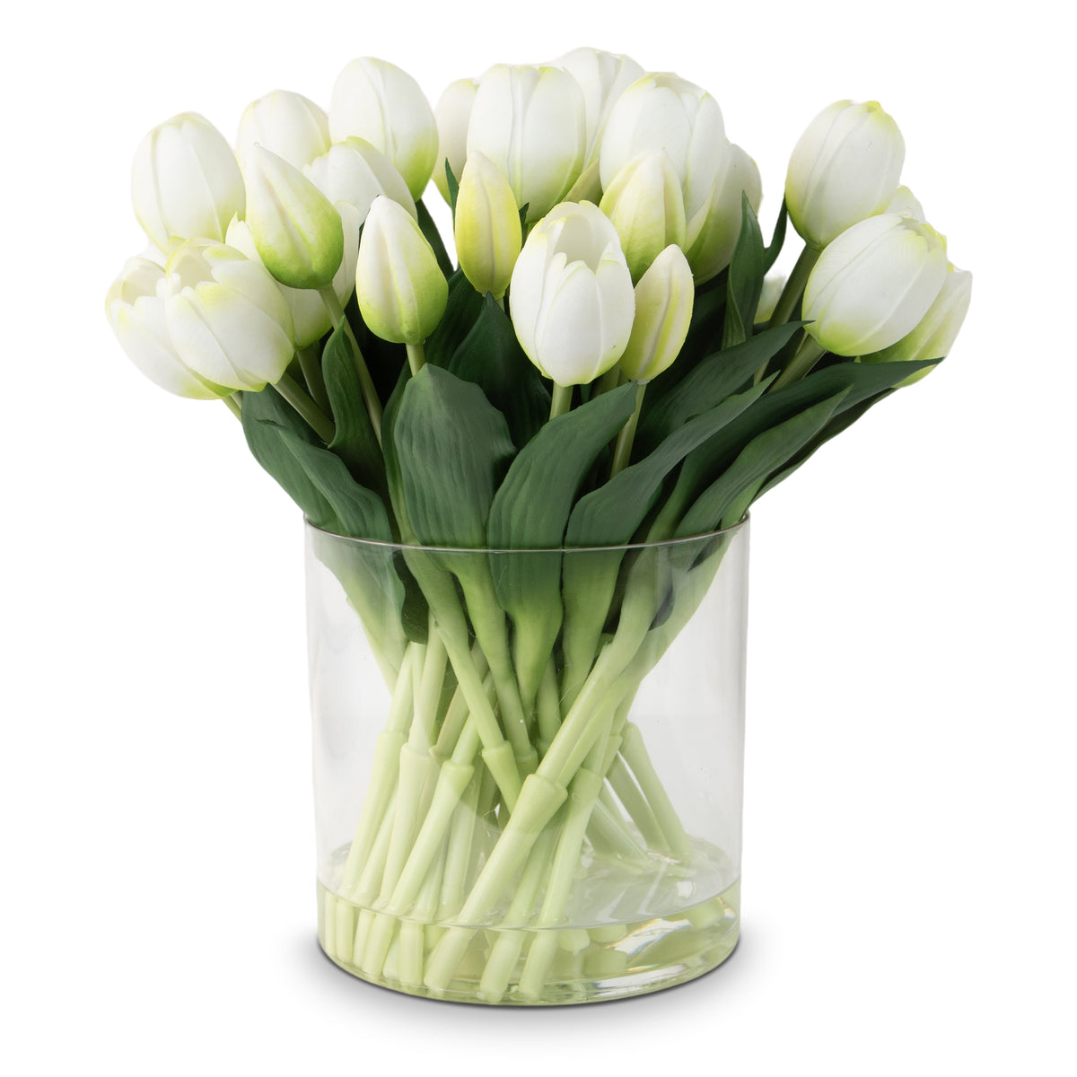 40 Stems Silk Tulip Arrangement in Vase with Faux Water