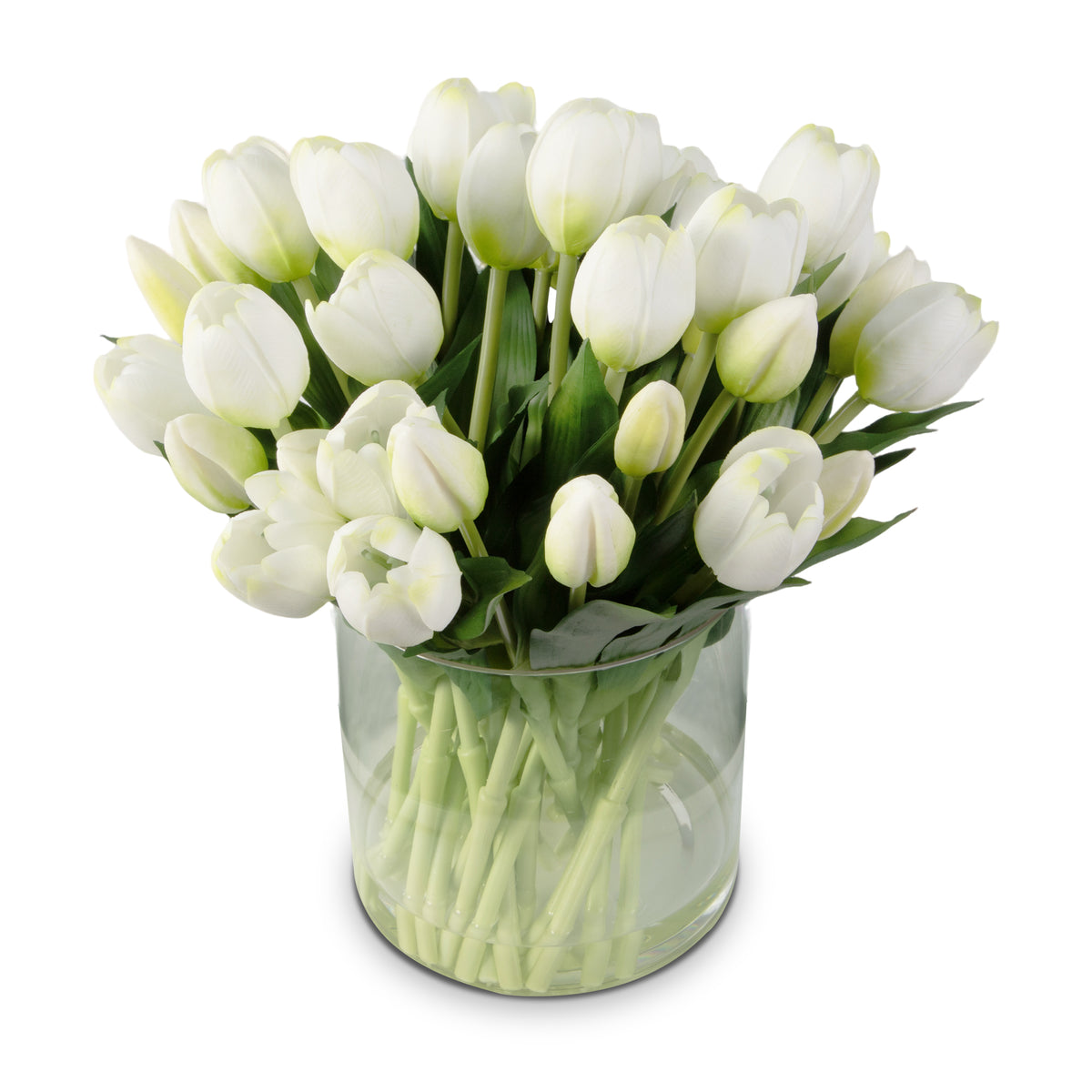 40 Stems Silk Tulip Arrangement in Vase with Faux Water