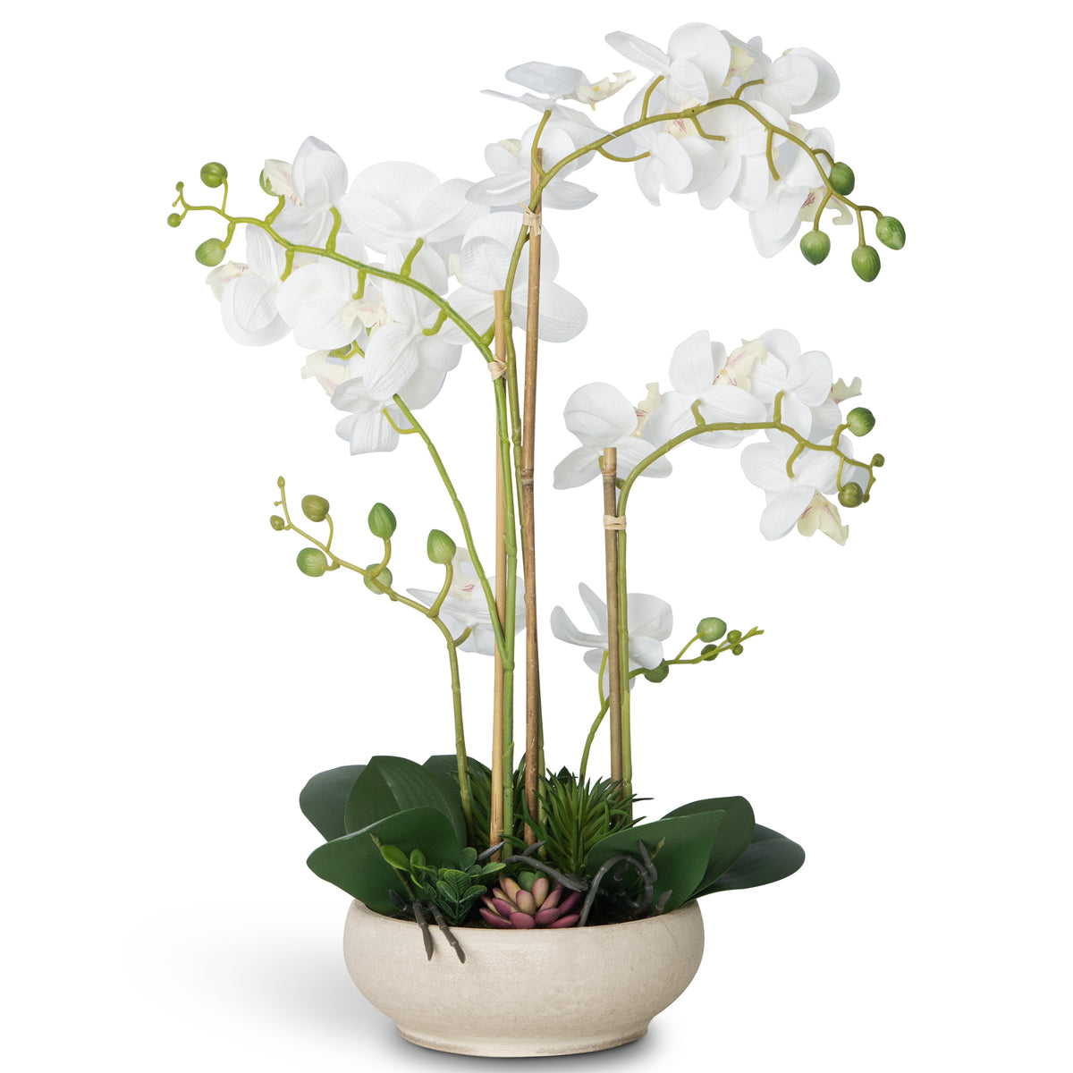 Faux Potted Orchid Flower Arrangement