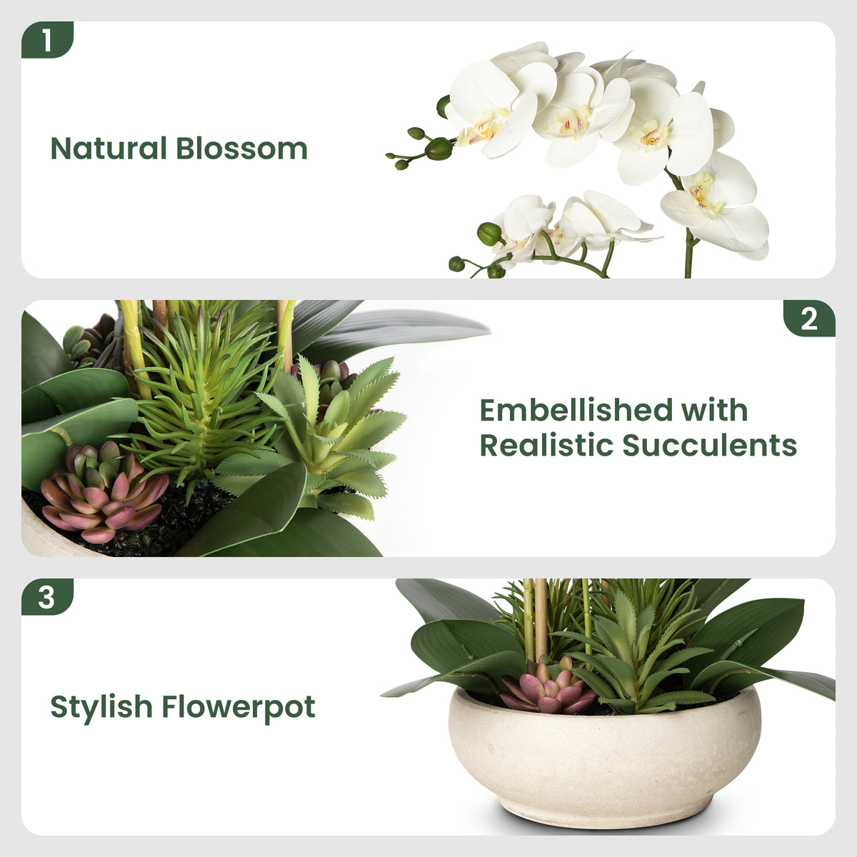 Faux Potted Orchid Flower Arrangement