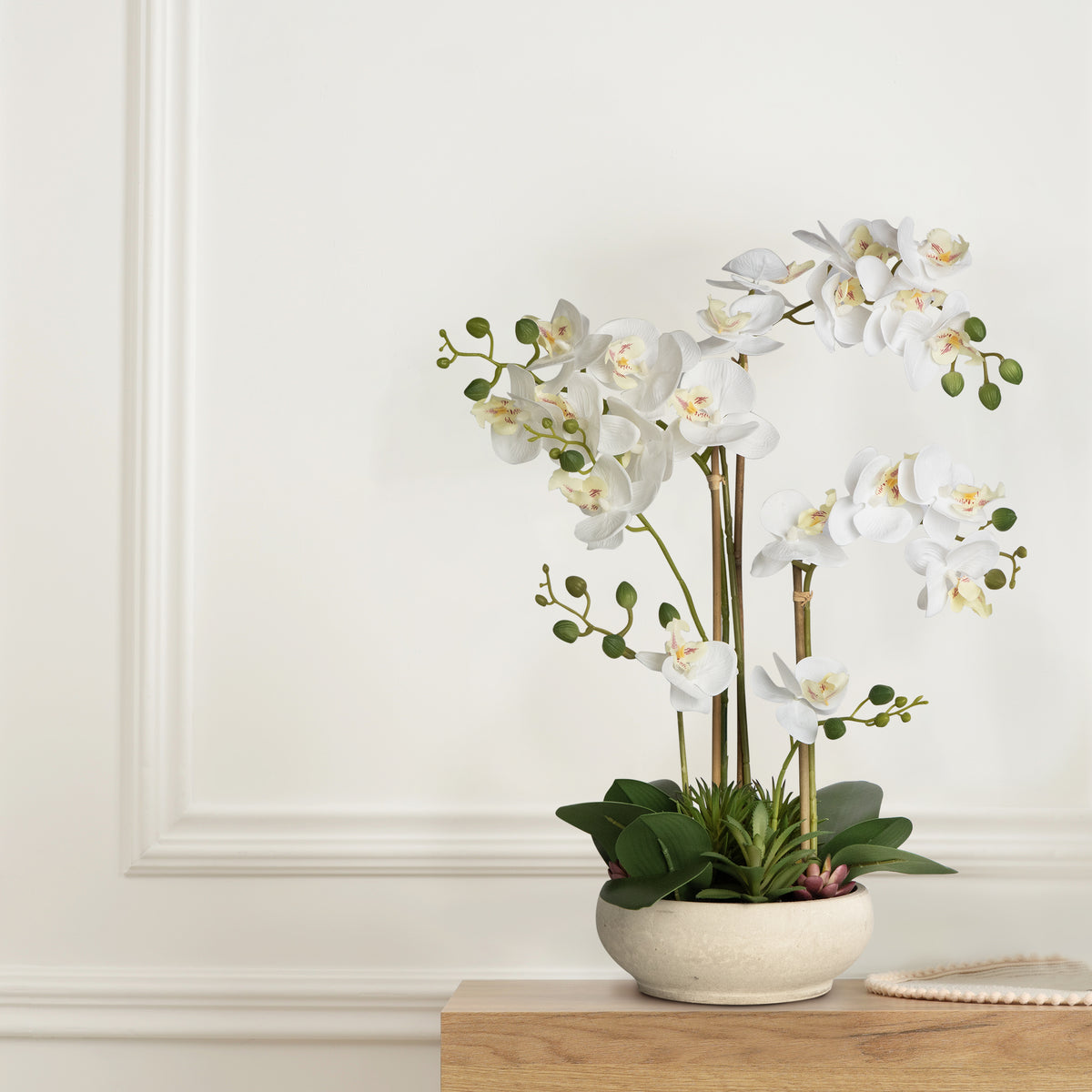 Faux Potted Orchid Flower Arrangement