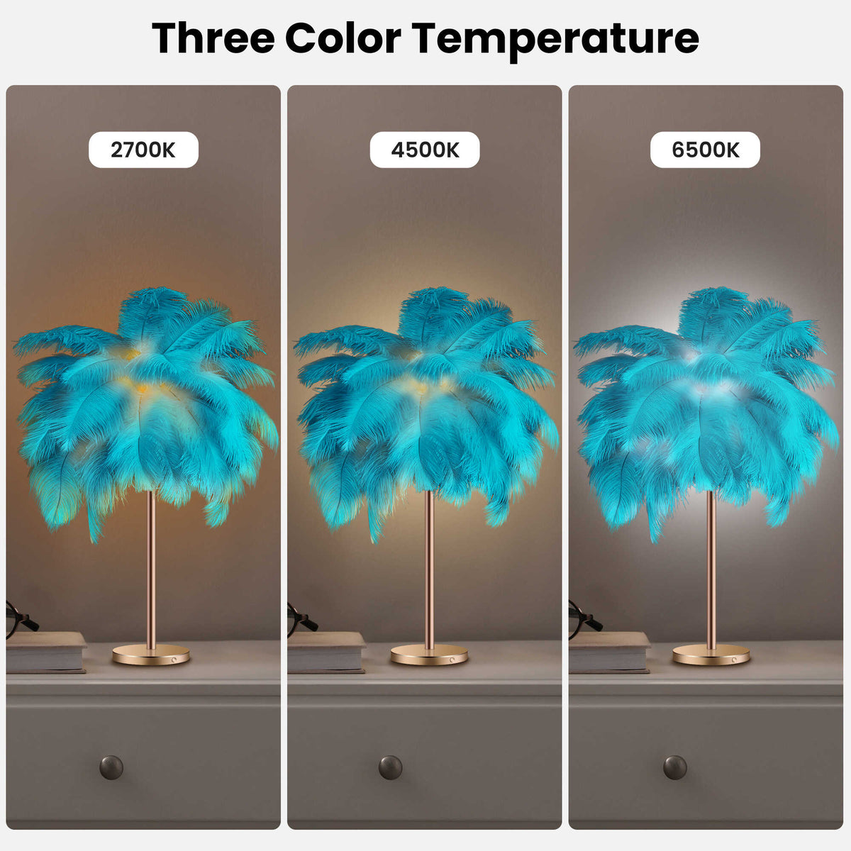 Cordless LED Feather Table Lamp