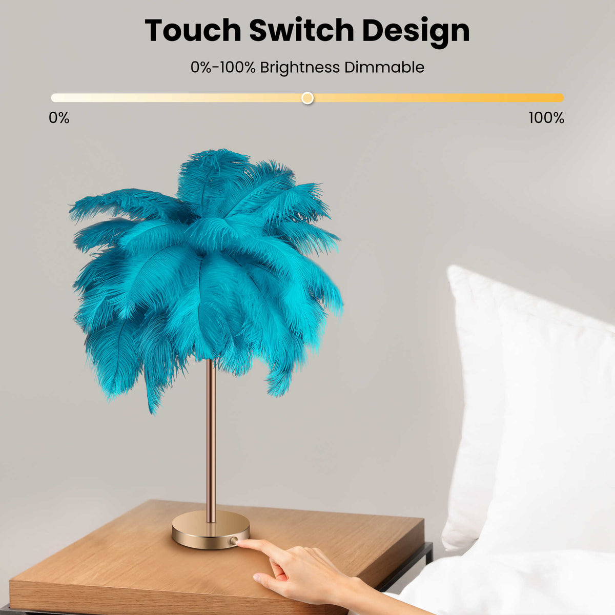 Cordless LED Feather Table Lamp
