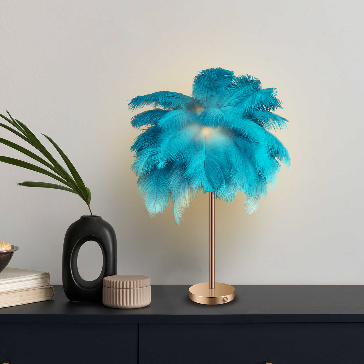 Cordless LED Feather Table Lamp