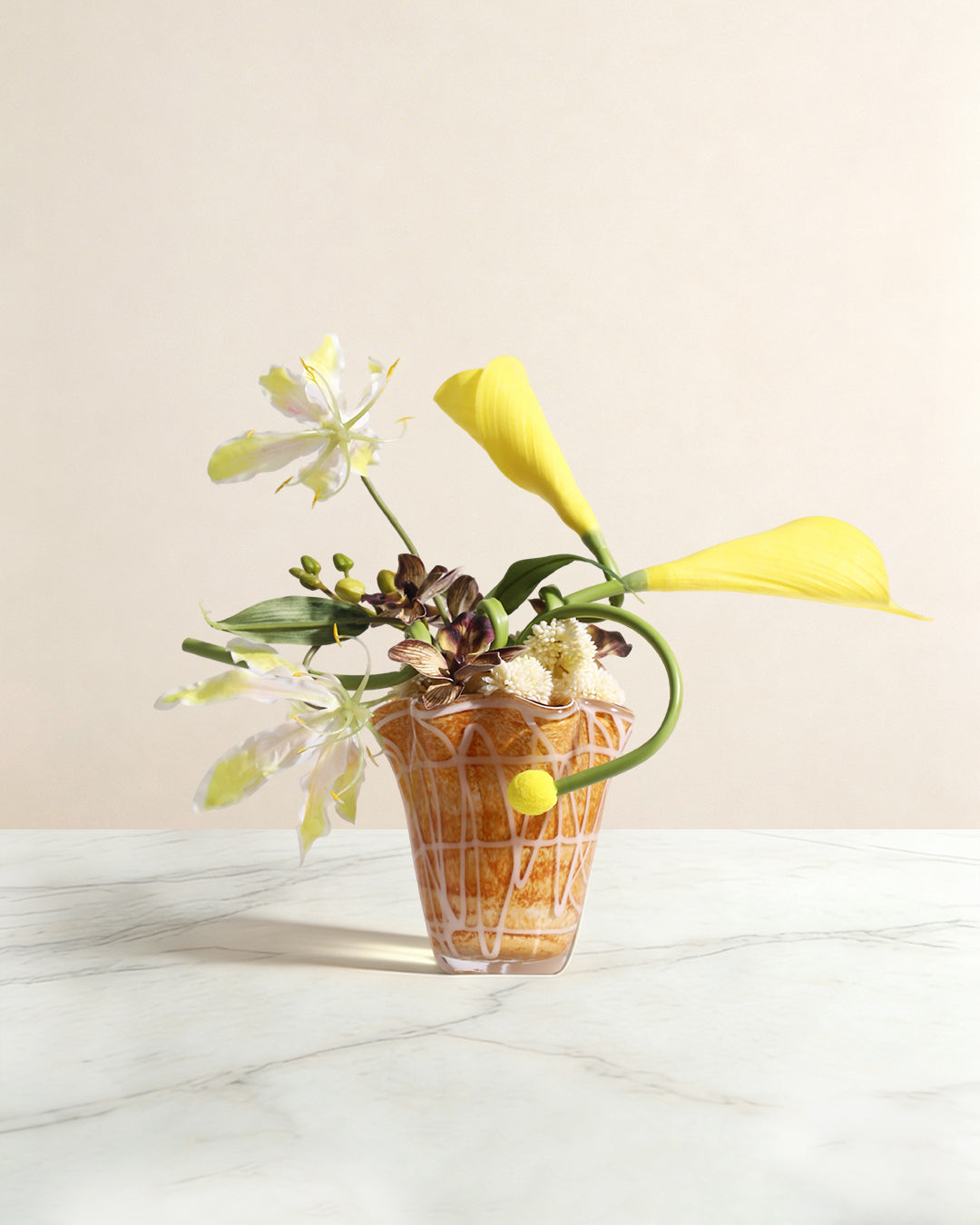 Artistic Faux Flower Arrangement with Vase