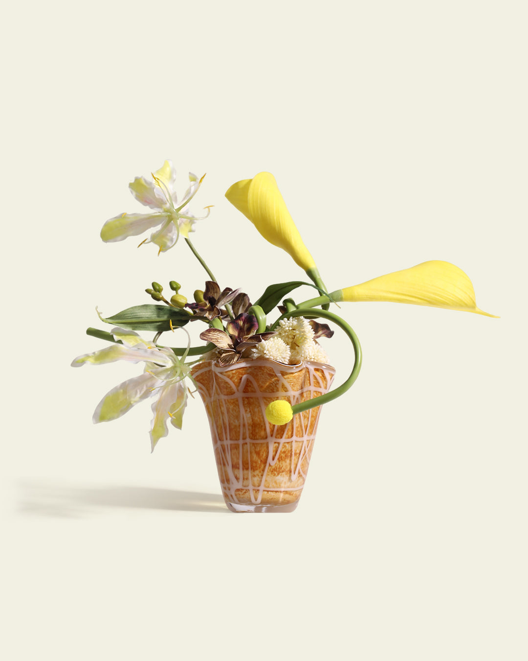 Artistic Faux Flower Arrangement with Vase