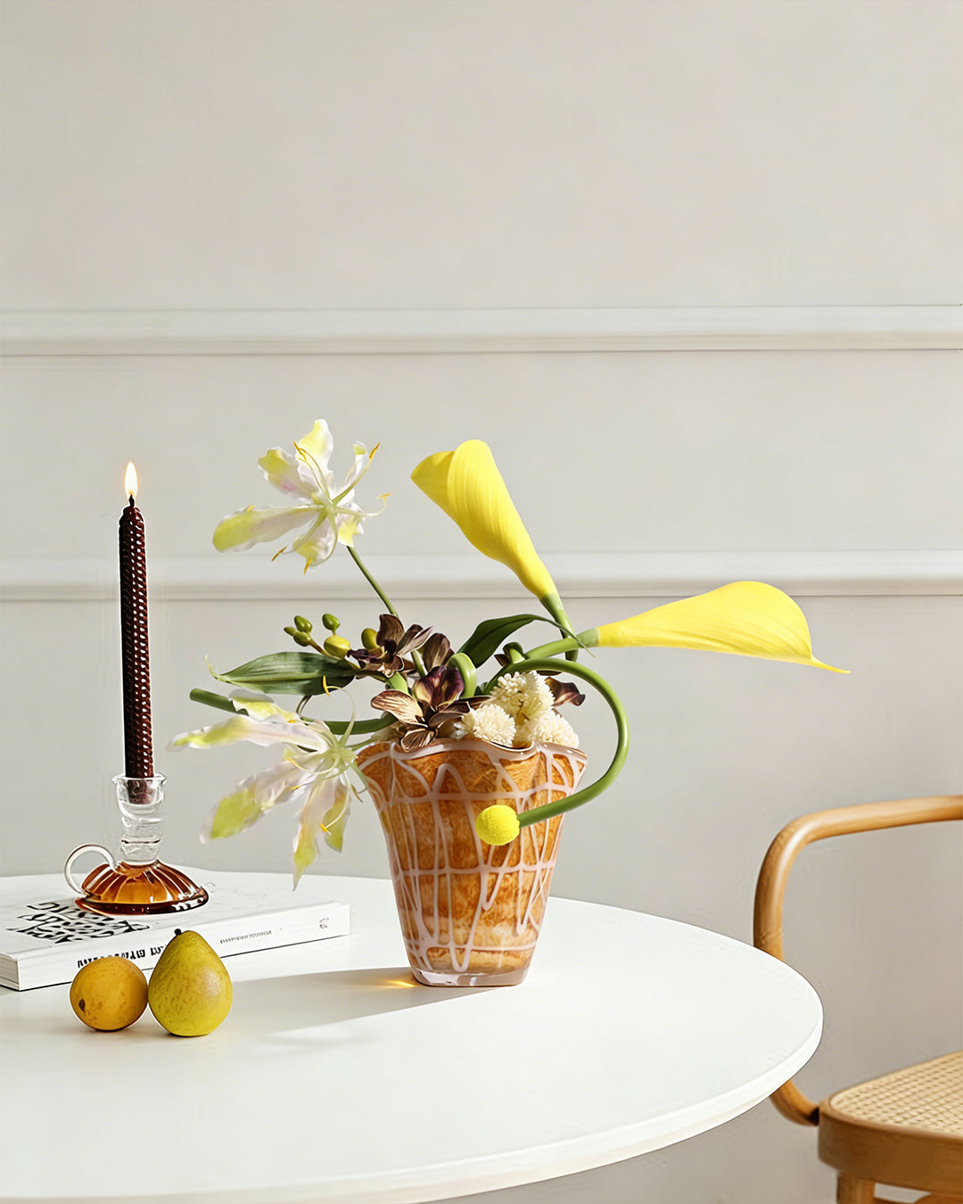 Artistic Faux Flower Arrangement with Vase