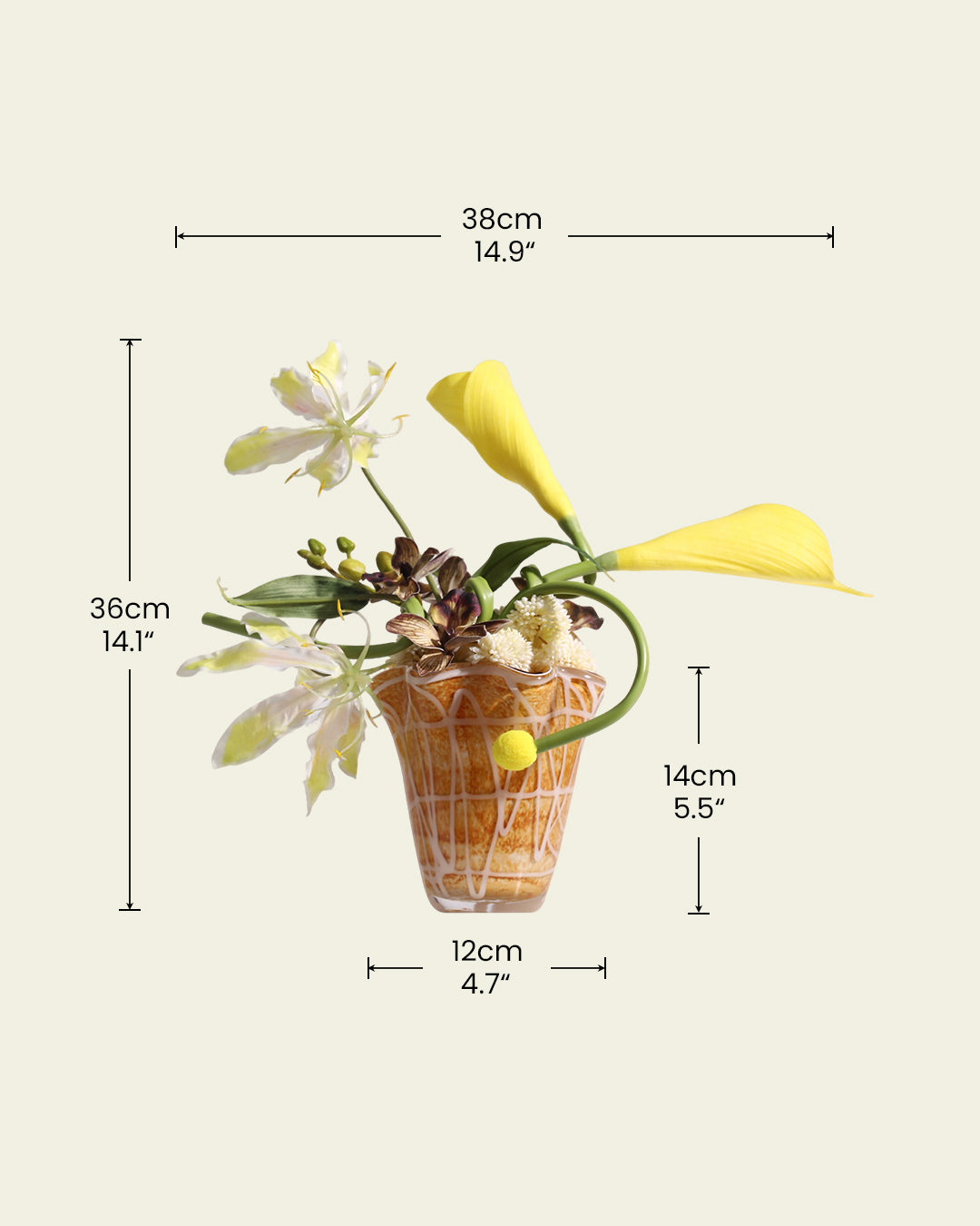 Artistic Faux Flower Arrangement with Vase
