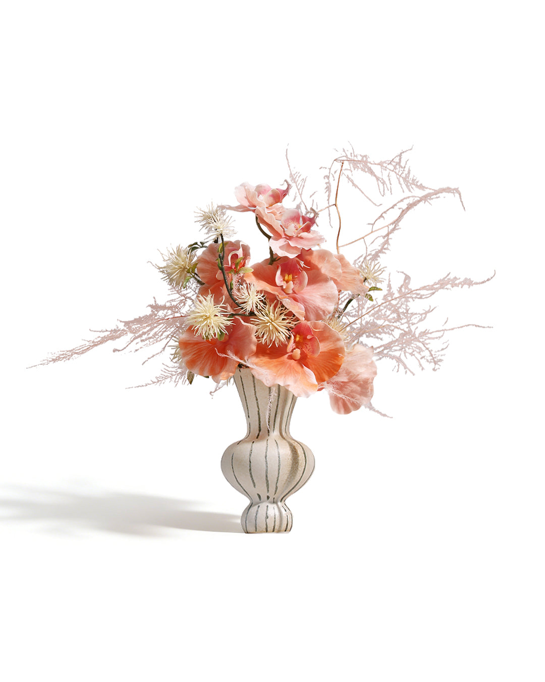 Artistic Faux Arrangement - Striped Ceramic Vase
