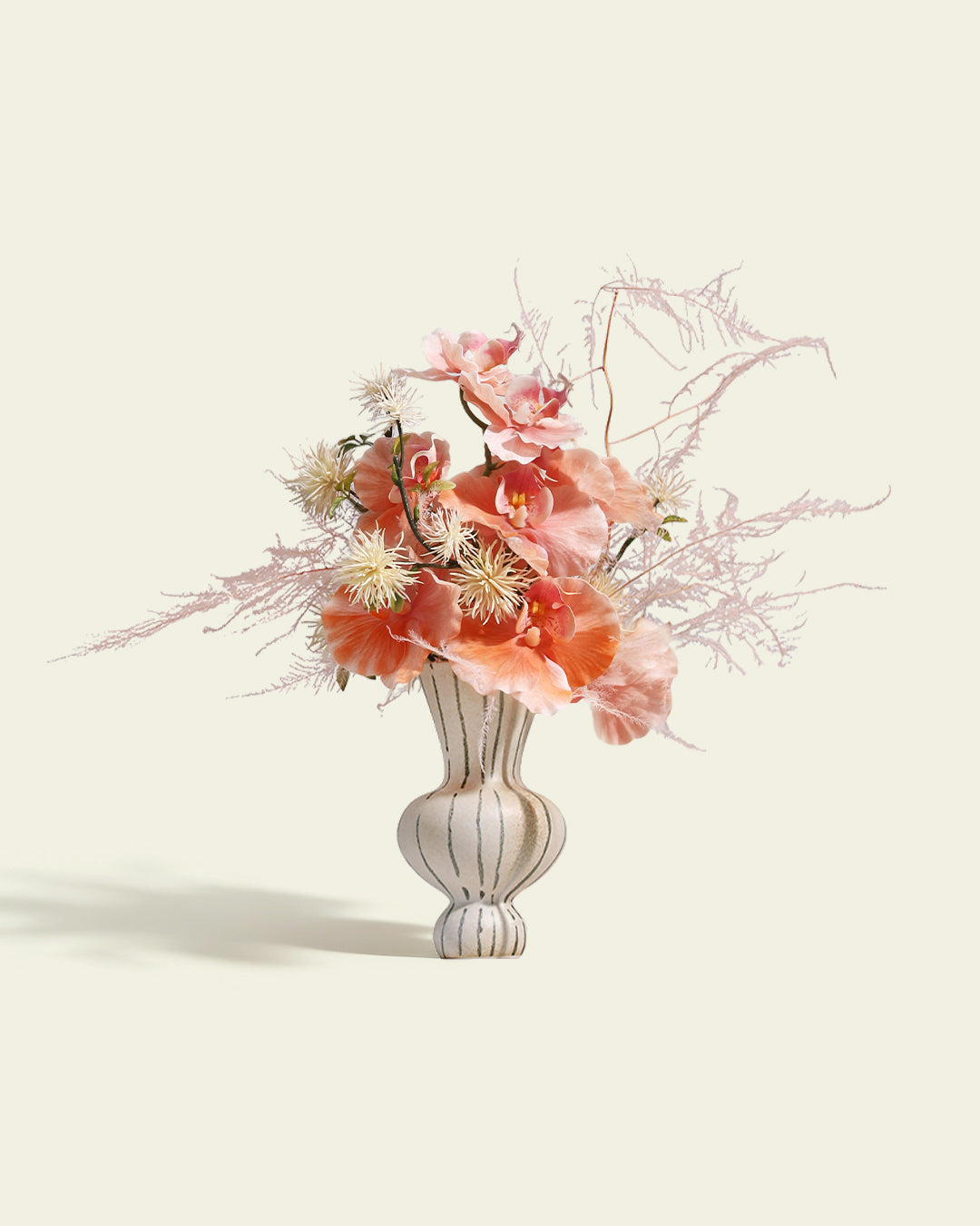 Artistic Faux Arrangement - Striped Ceramic Vase