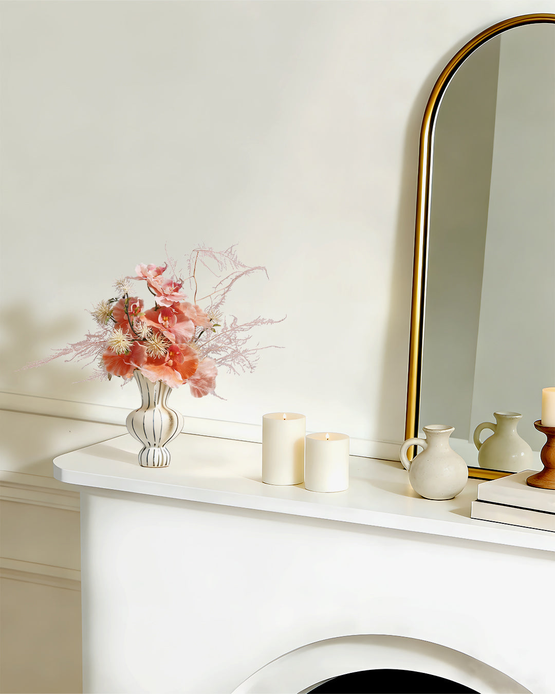 Artistic Faux Arrangement - Striped Ceramic Vase