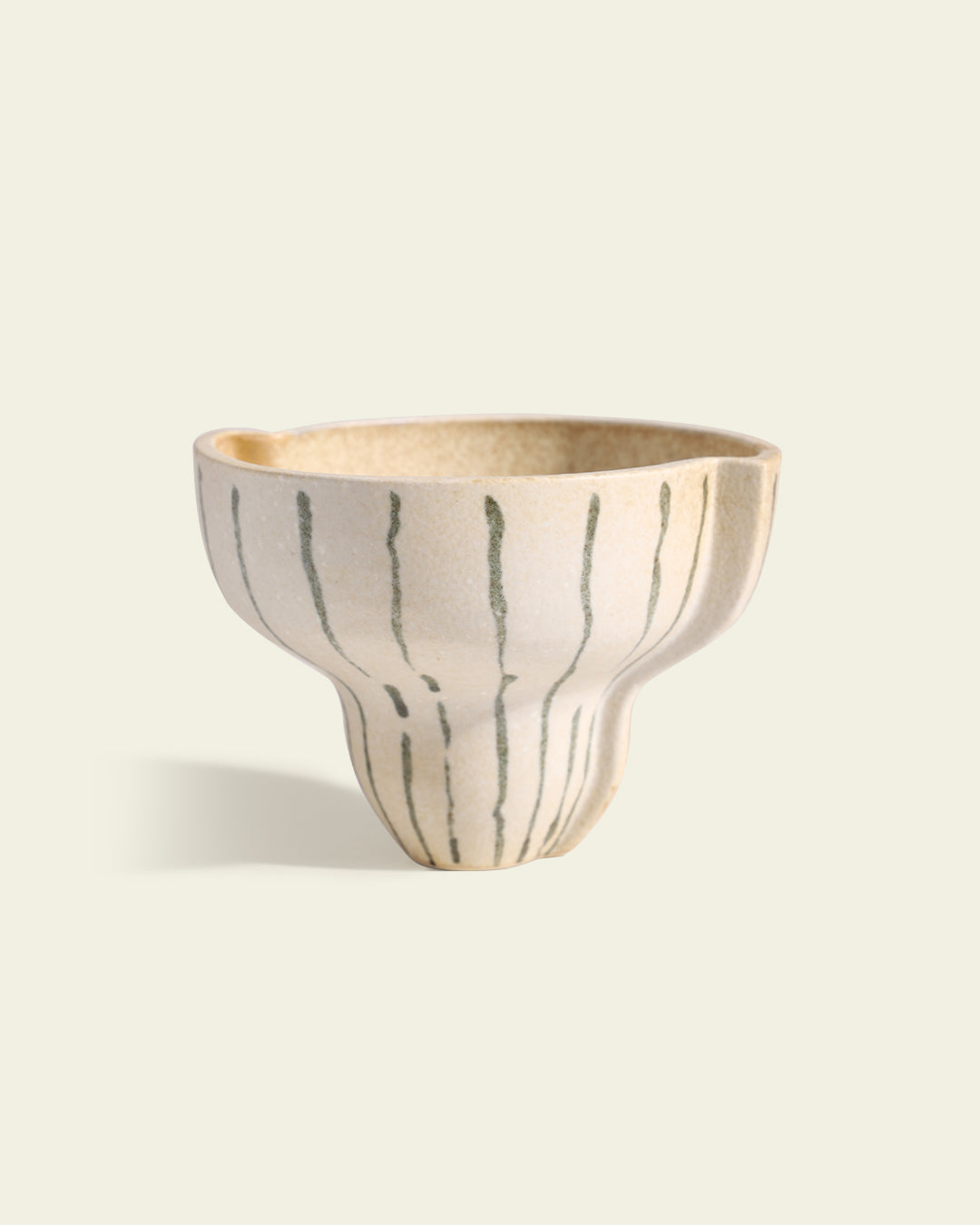 Artificial Flower Set - Striped Ceramic Vase