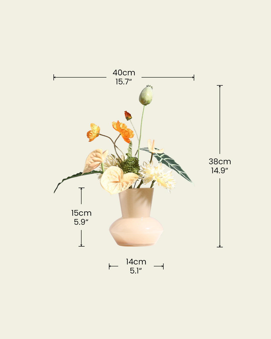Glass Art Faux Flower Arrangement