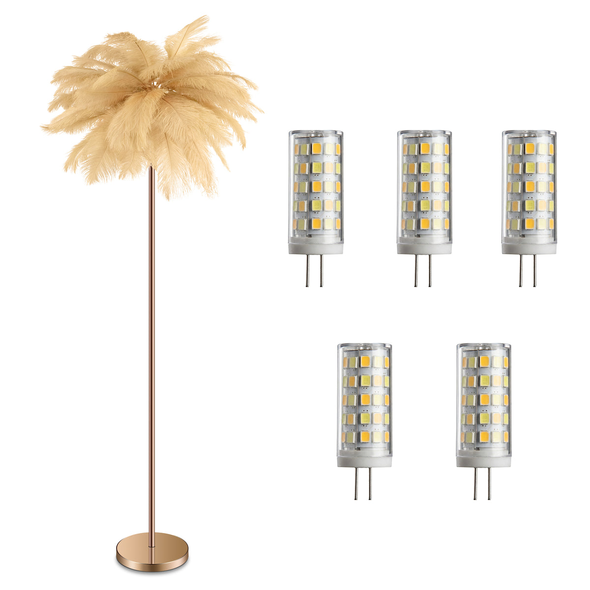 Feather Floor Lamp with 3-Color Lighting