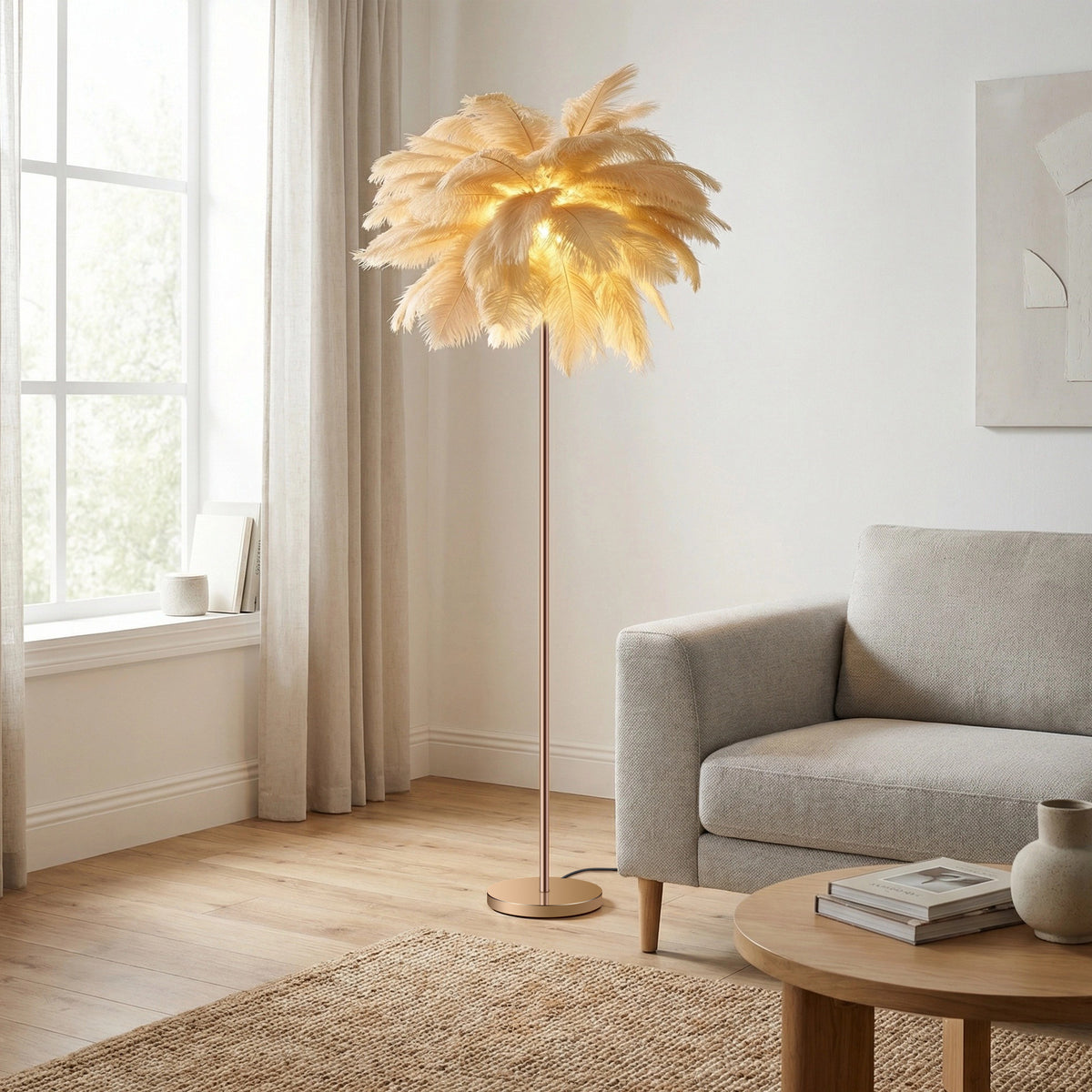 Feather Floor Lamp with 3-Color Lighting