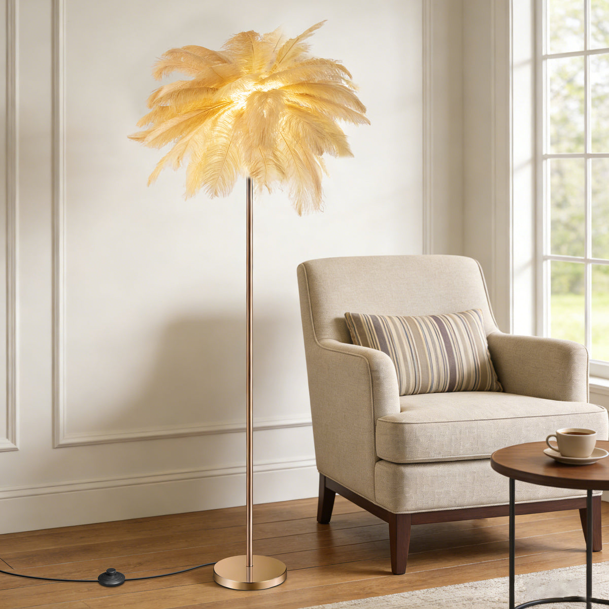 Feather Floor Lamp with 3-Color Lighting
