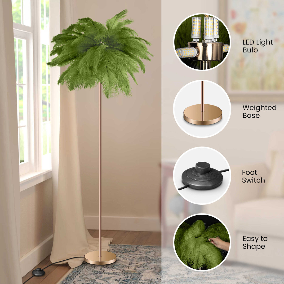 Feather Standing Lamp with Cozy Lighting