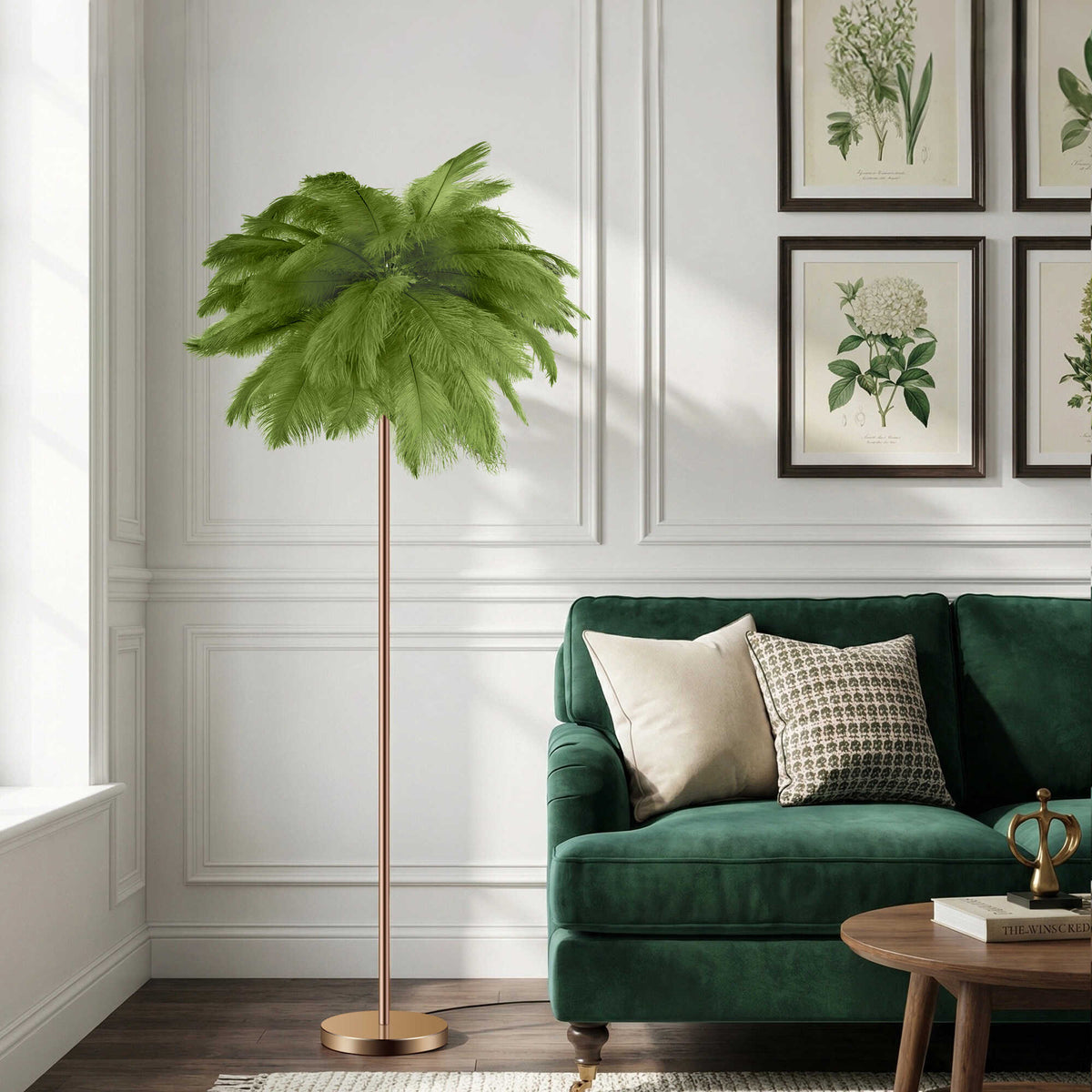 Feather Standing Lamp with Cozy Lighting