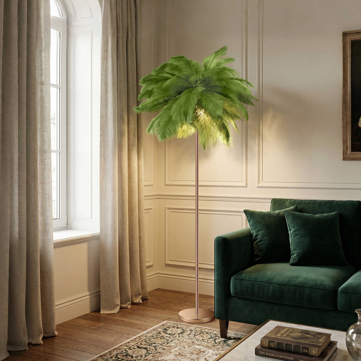 Feather Standing Lamp with Cozy Lighting