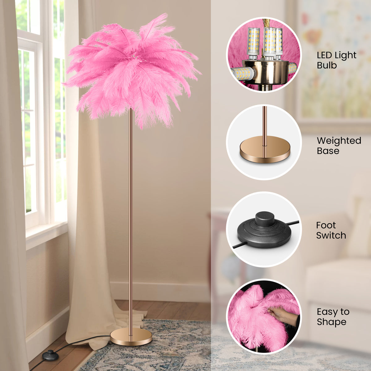 Feathered Standing Lamp with Mood Lighting